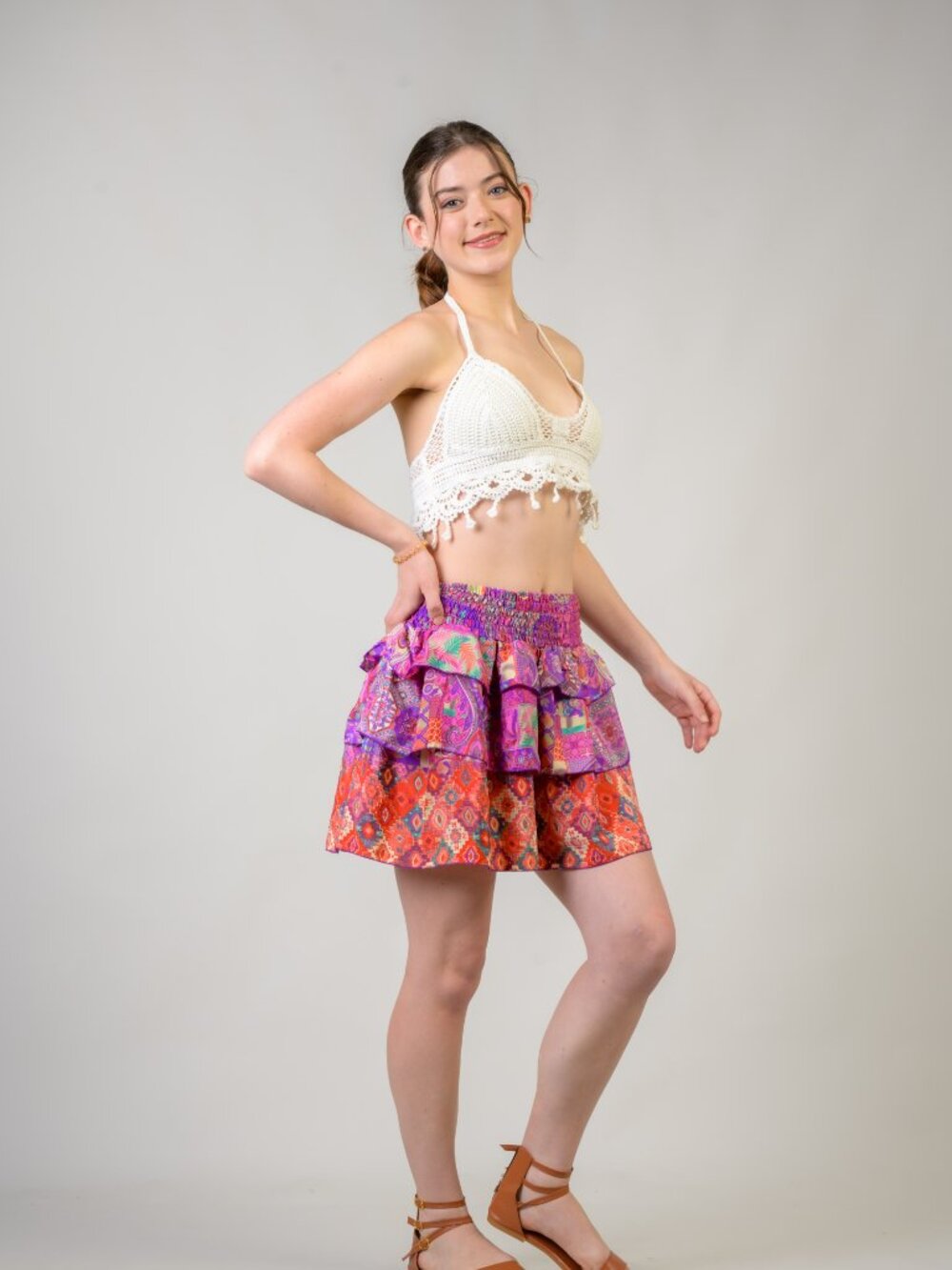27.) Rhea Layered Pattern Bobbin Skirt (Assorted) - Picture 9 of 10